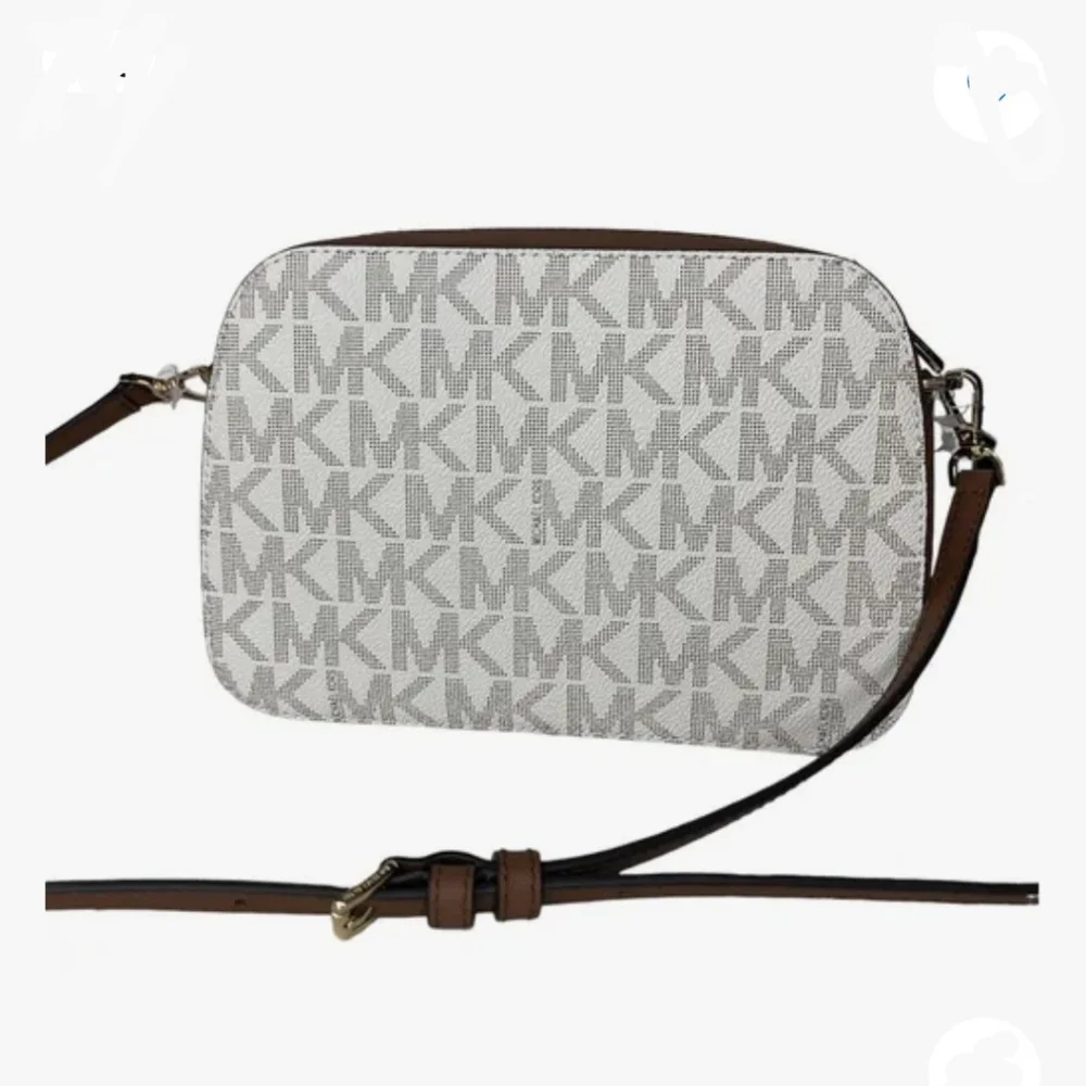 MICHAEL KORS HOUSTON LARGE ZIP CROSSBODY VANILLA / LUGGAGE